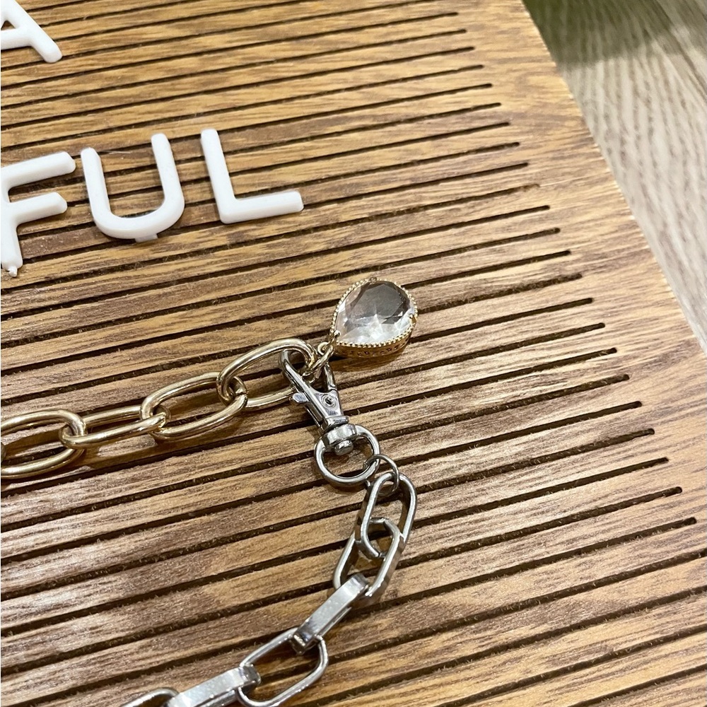 Gold and Silver Carabiner Link Necklace - Picture 4 of 5